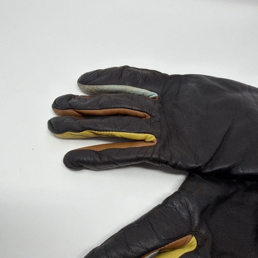 Vintage Multicolored Leather Driving Gloves  - MYWALLIT Made In Amsterdam Sz 7.5